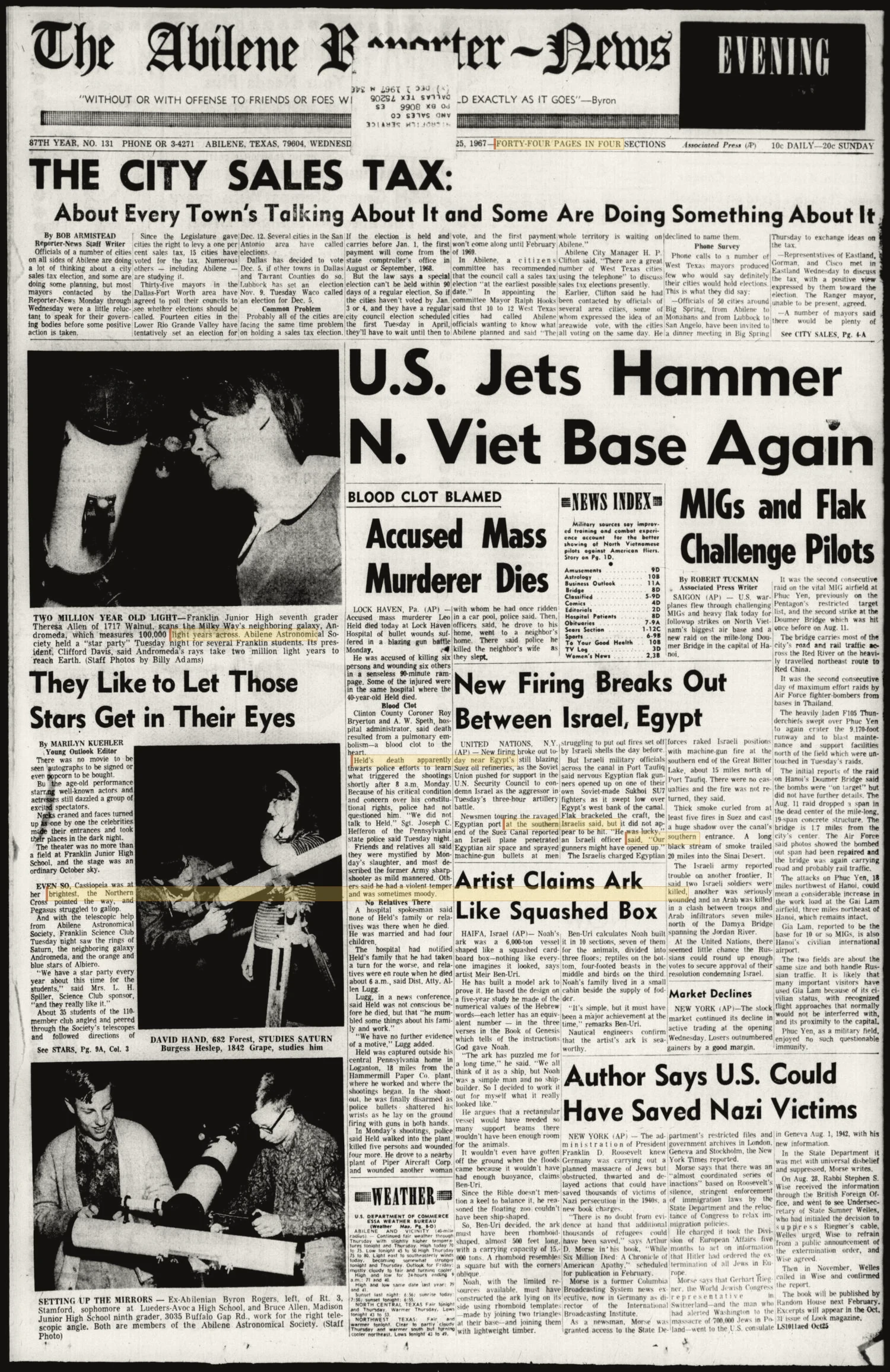 The Abilene Reporter-News (Abilene, Tex.), Vol. 87, No. 131, Ed. 2 Wednesday, October 25, 1967
